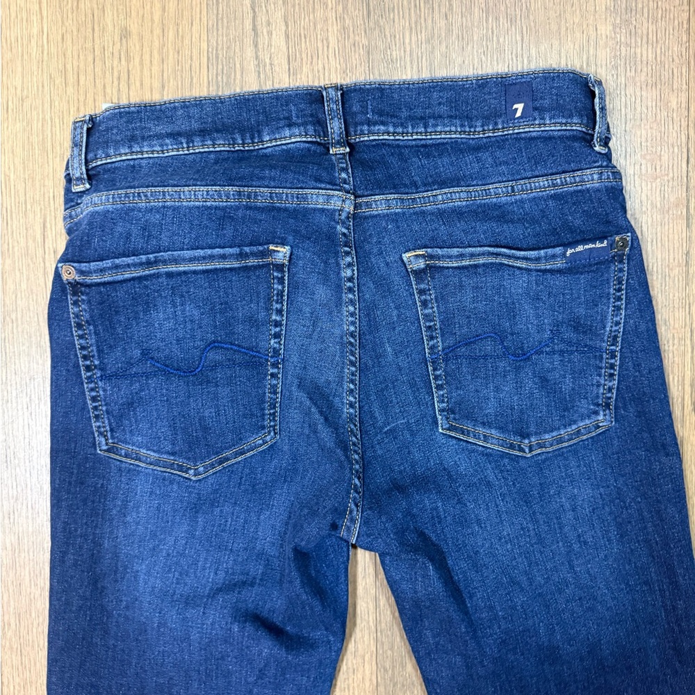 7 For All Mankind Tailorless Bootcut Dark Blue Jeans-Size 31 - Picture 3 of 15